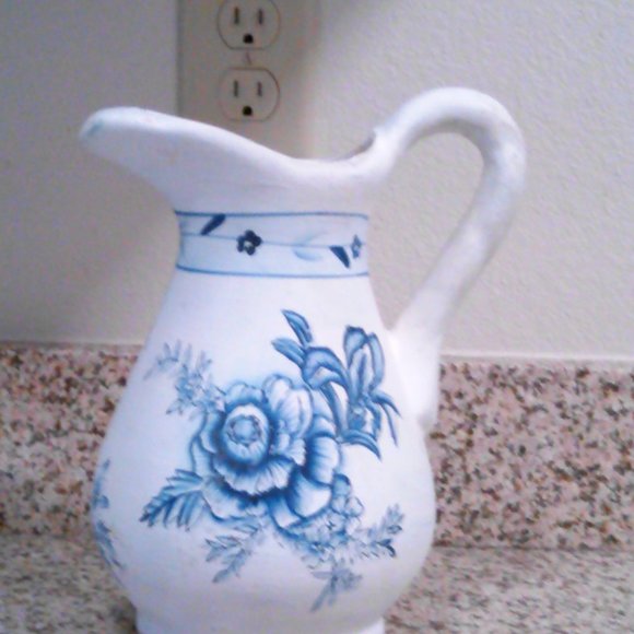 Other - Floral Jug Blue Rose Ceramic Hosley Pottery 9 X18